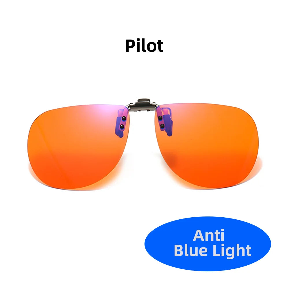 VIVIBEE Flip Up Clip On Blue Light Blocking Glasses Men Computer Orange Anti Ray Filter Gaming Lens Women Eyeglasses