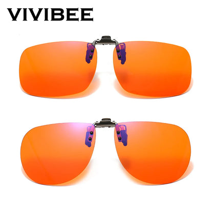 VIVIBEE Flip Up Clip On Blue Light Blocking Glasses Men Computer Orange Anti Ray Filter Gaming Lens Women Eyeglasses