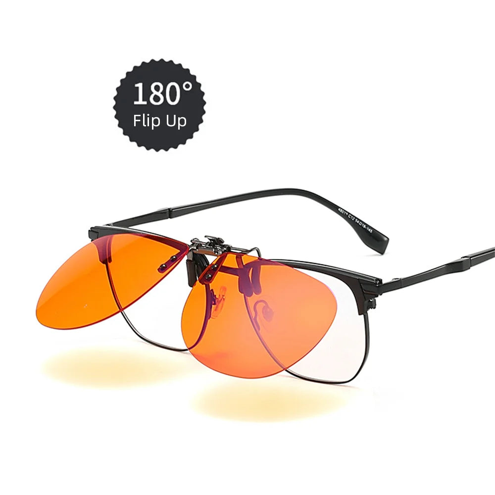 VIVIBEE Flip Up Clip On Blue Light Blocking Glasses Men Computer Orange Anti Ray Filter Gaming Lens Women Eyeglasses